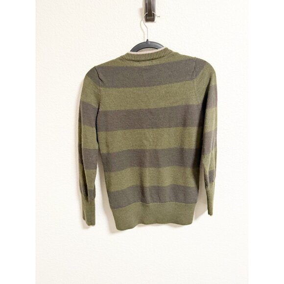 SmartWool Merino Wool Striped Pullover Sweater Button Front Henley Green Large - Picture 2 of 5